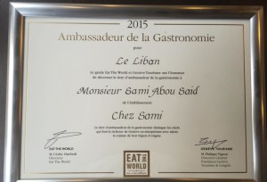 Ambassadeur de la gastronomie pour le Liban"